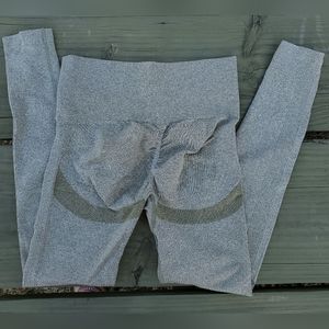 Womens High Waist Yoga Leggings Ribbed Stretch Butt Lifting Workout Running Legg